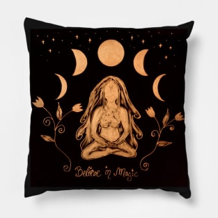 Meditation Yoga under moon phases Pillow