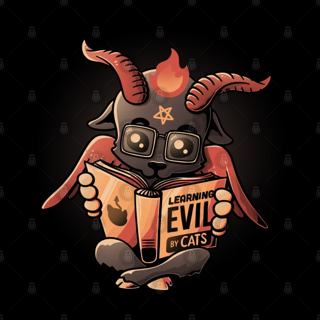 Learning Evil - Cute Baphomet Book Cat Gift by eduely