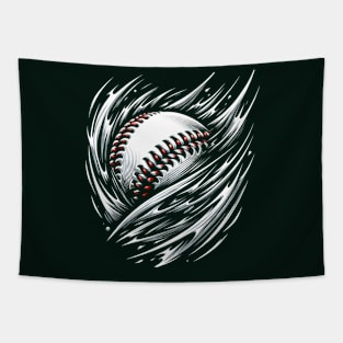 High-Speed Heater: Dynamic Baseball Swirl Tee Tapestry