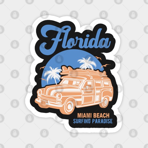 Florida Miami Beach Surfing Paradise Magnet by bougieFire