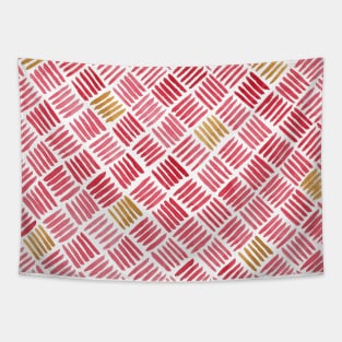 Red and Ochre Basketweave Tapestry