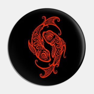 Red Pisces Zodiac Sign Pin