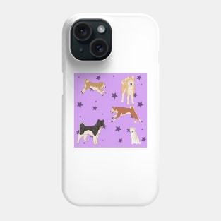 Purple Akitas and Stars Phone Case