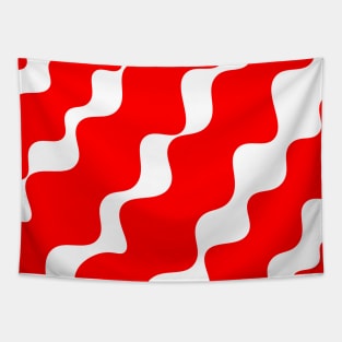 Red and white slanting wavy pattern Tapestry