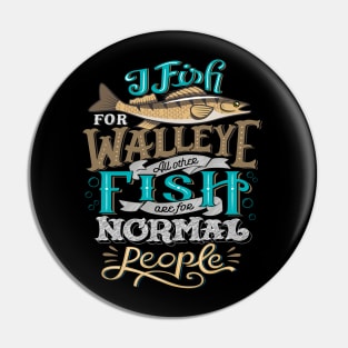 Funny Walleye Hunting Vintage Look Pin