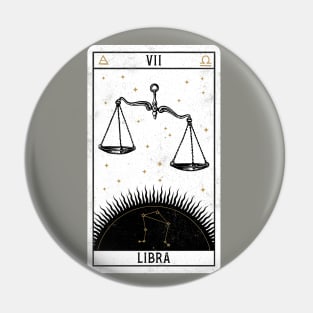 Libra Distressed Goth Tarot Zodiac Sign Pin