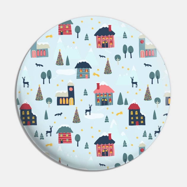 Winter Holiday Village Pin by Sandra Hutter Designs