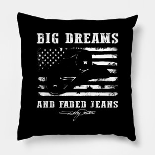 Distressed American Flag Big Dreams and Faded Jeans Pillow