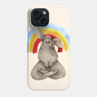 meditating bunny with rainbow Phone Case