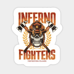 Inferno Fighters Fearless & Bold Firefighter Skull Magnet