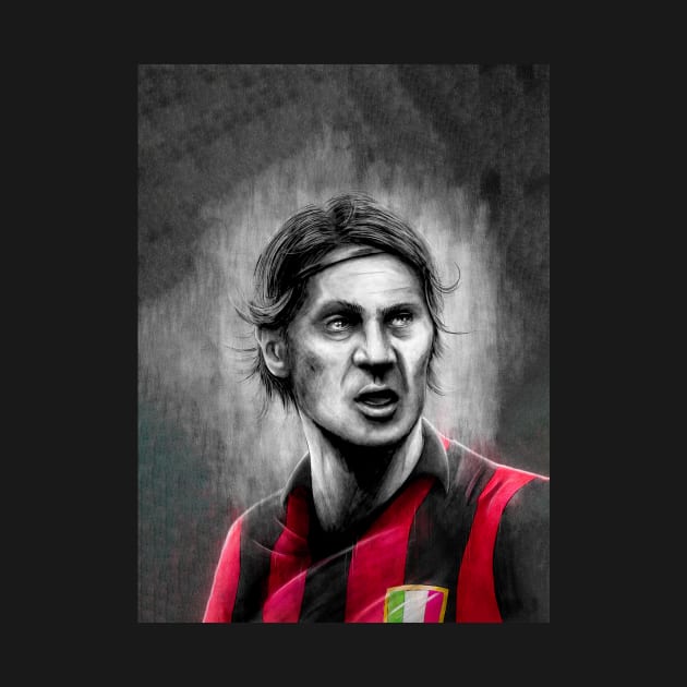 Paolo Maldini - AC Milan Serie A Football Artwork by barrymasterson