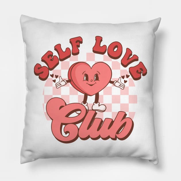 Self Love Club Retro Heart - Anti Valentines Day Pillow by PUFFYP