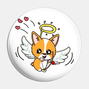 Cupid Corgi Shooting Love Arrows on valentine's day Pin