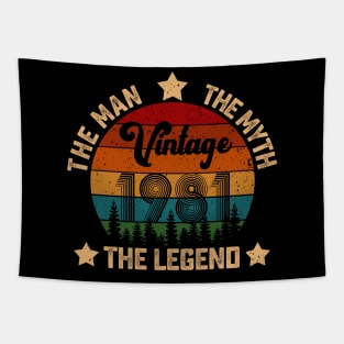 Father's Day Shirt Vintage 1981 The Men Myth Legend 39th Birthday Gift Tapestry