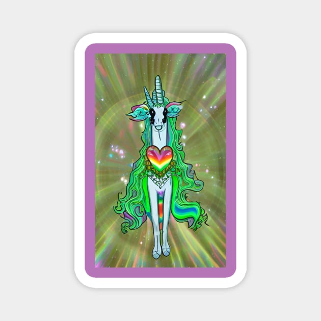 Rainbow Heart Llama Unicorn Superhero Magnet by Nirvana Llamas