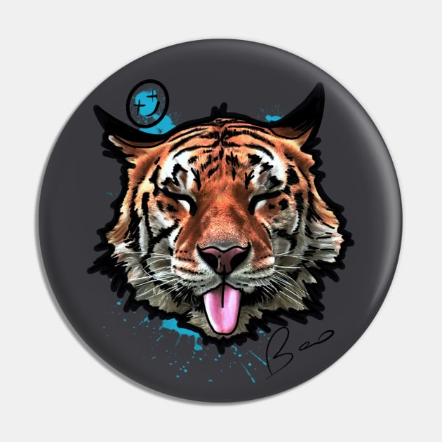 Cute Tiger tongue out Design Pin by Print Art Station