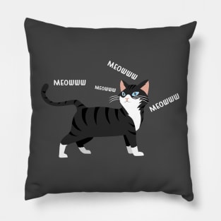 cat black cute vector cartoon meow Pillow