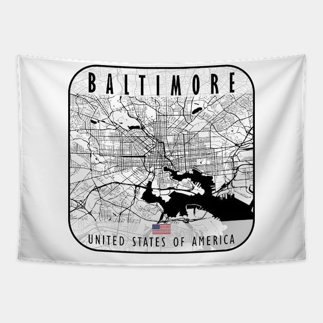 Baltimore Map USA Tapestry by ArtisticParadigms