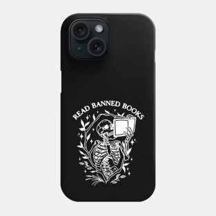 Read Banned Books Skeleton Halloween Goth Protest Black Phone Case