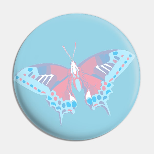 Trans Pride Butterfly Design Pin by VernenInk