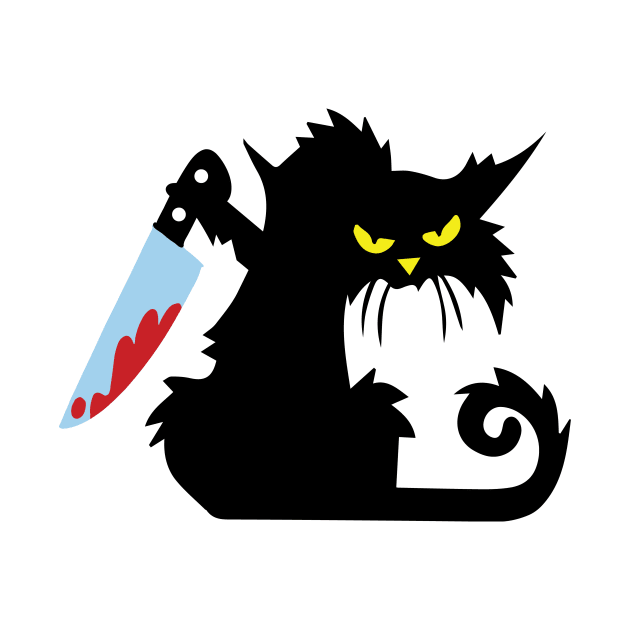 Mad Cat Bloody Knife by HBfunshirts