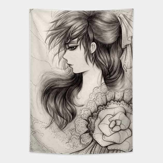 Drawing of Beautiful Girl 2015 Tapestry by alien3287