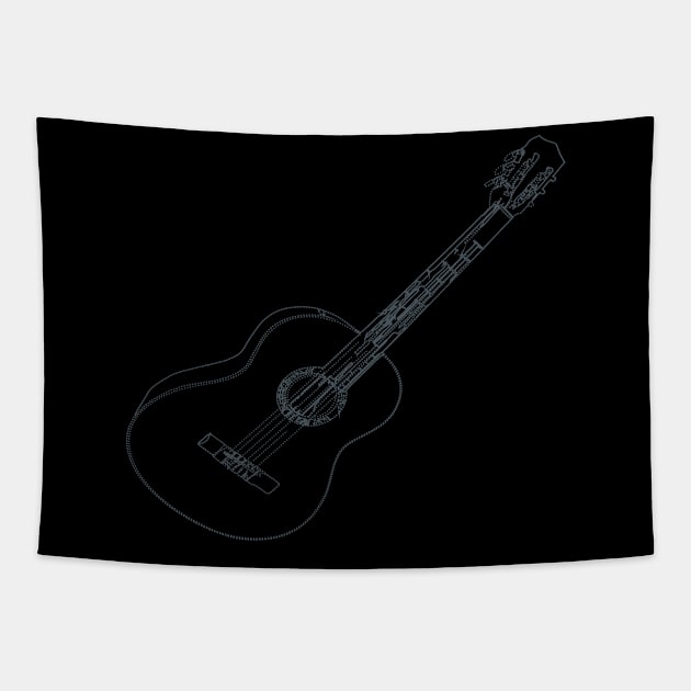 Classic guitar lineart Tapestry by JahWorld