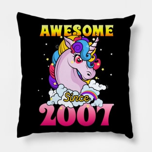 Funny Awesome Unicorn Since 2007 Cute Gift Pillow