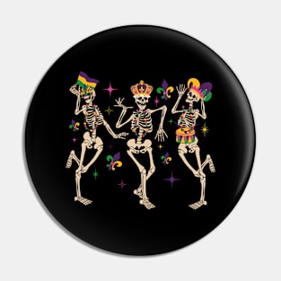 Mardi Gras Skeleton Funny Dancing Party Pin