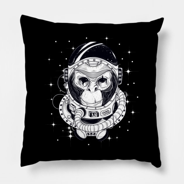 Manga Style Astronaut monkey in space suit Pillow by GothicDesigns