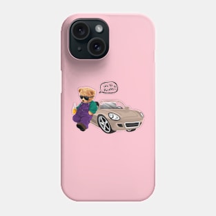 Are You Ready ?  Teddy Bear with Car While Holding Soft Drink Bottle Phone Case