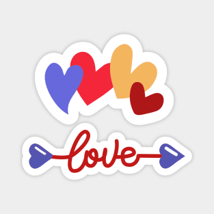 Love arrow , cupid design  in handwriting style with hearts for valentine's day Magnet