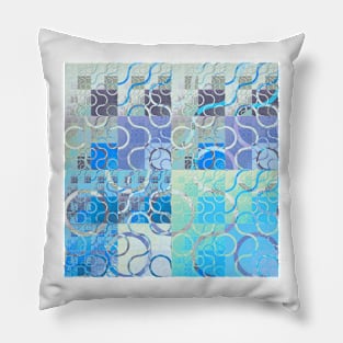 Blue fractal mosaic Pillow