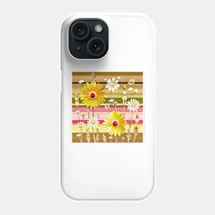 Sunny Daisies on Stripes Phone Case