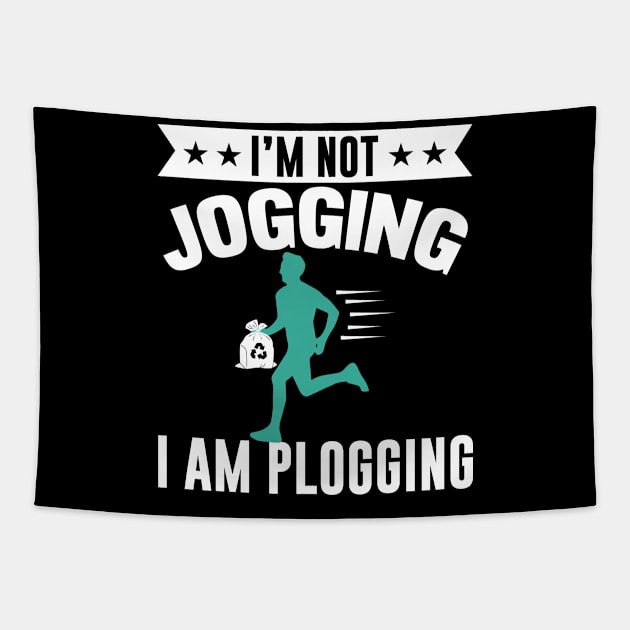 I'm Not Jogging I Am Plogging Jogger Design Tapestry by MrPink017