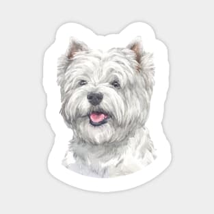 Cute West Highland White Terrier Watercolor Art Magnet