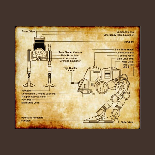 Imperial Walker Parchment Blueprint by Starbase79