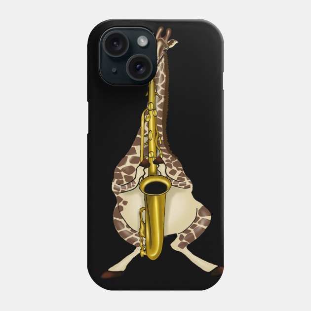 Giraffe Playing Saxophone Jazz Lovers Gift Phone Case by Merchweaver