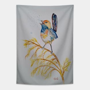 Blue Wren, bird design, bird art Tapestry