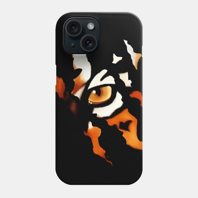 Fearless Tiger Cat Eye Claw Silhouette Phone Case by Wishtopia