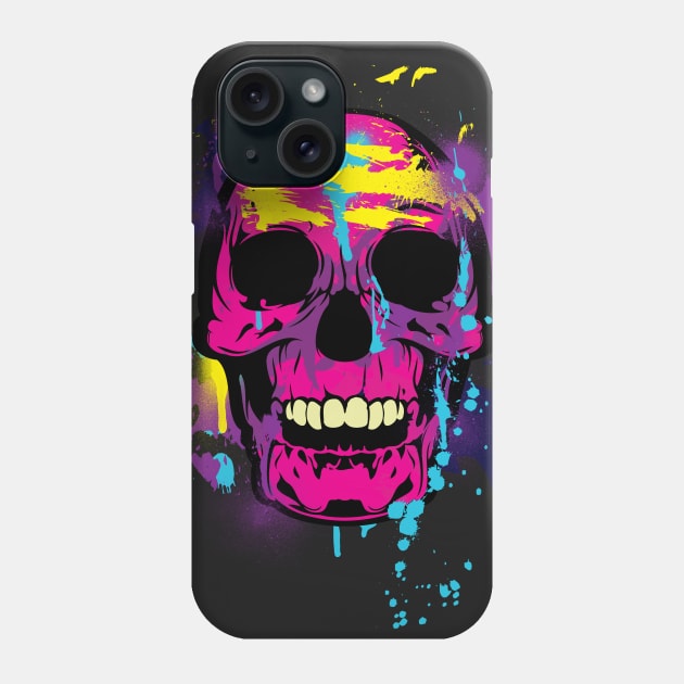 Skull neon spray paint and strokes Phone Case by ddtk