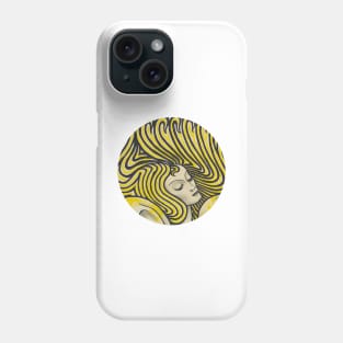 Psychedelic woman in colors vintage line art Phone Case