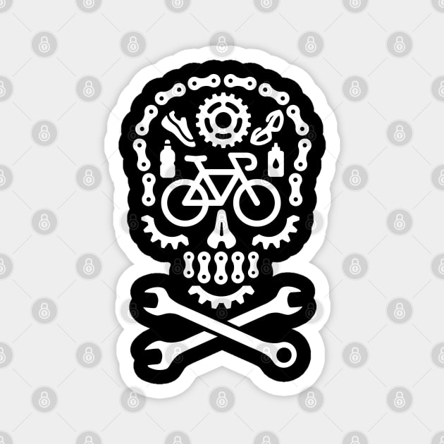 Halloween bicycle racing Dia de los Muertos bicycle racing sugar skull cycling Magnet by LaundryFactory