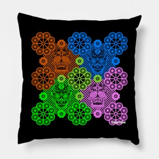 skull candy with pattern mandala picnic wallpaper in tribal mexican art Pillow