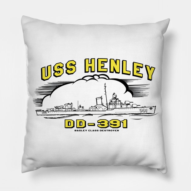 USS Henley   DD-391 Pillow by Illustratorator