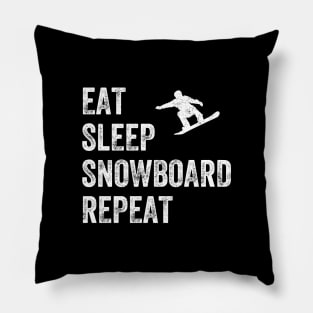 Eat sleep snowboard repeat Pillow