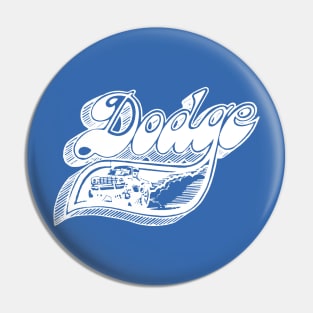 Vintage Dodge Pick-Up Art (White on Blue) Pin