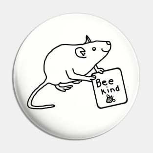 Purple Rat says Be Kind Line Drawing Pin