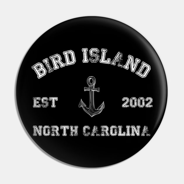 Bird Island, North Carolina Vintage Nautical Anchor Retro Pin by Contentarama