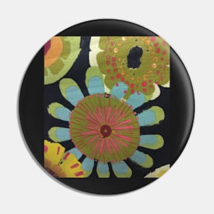 Funky Painted Flowers Pin